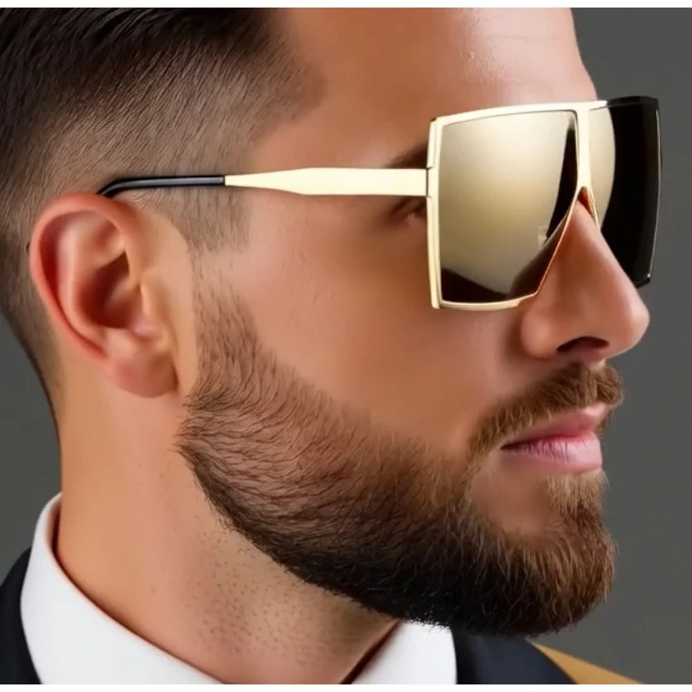 Square Oversized Sunglasses Polygon Flat dimensional Rhombic Loop Wire Frame New